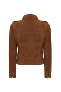 کت چرمی زنانه قهوه ای جیر بایکر Layla دری مد