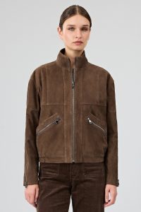 کت چرمی زنانه قهوه ای کوتاه اوور سایز جیر Gina دری مد