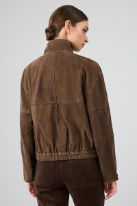 کت چرمی زنانه قهوه ای کوتاه اوور سایز جیر Gina دری مد