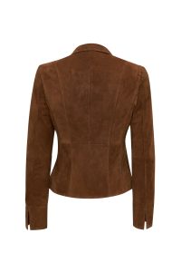 کت چرمی زنانه قهوه ای کوتاه جیر Lara دری مد