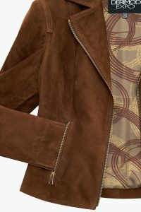 کت چرمی زنانه قهوه ای کوتاه جیر Lara دری مد