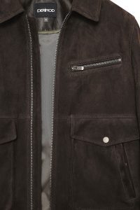 کت چرمی مردانه قهوه‌ای نبوک Morata دری مد