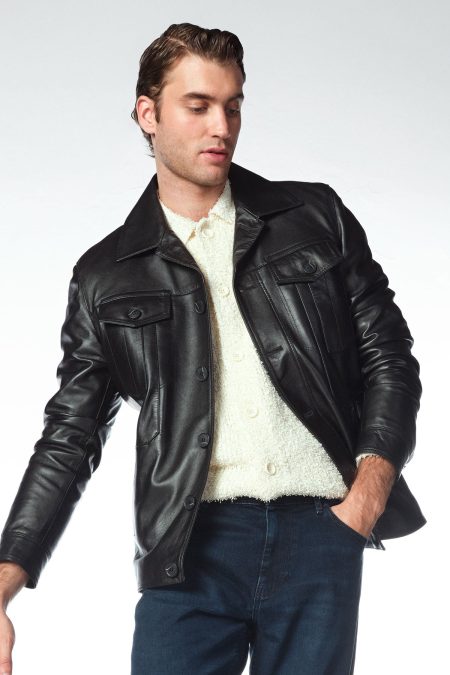 کت چرمی مردانه مشکی Axel دری مد