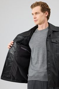 کت چرمی مردانه مشکی Axel دری مد