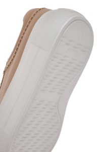 کتونی زنونه چرم بژ بنددار با زیره ضخیم دری مد