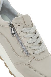 کتونی زنونه چرم بژ بنددار با زیپ بغل دری مد