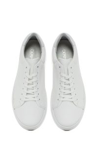 کتونی زنونه چرم سفید بنددار با زیره ضخیم دری مد