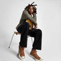 کتونی کانورس Chuck 70 قهوه‌ای چرم مردانه و زنانه