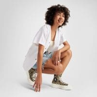 کتونی کانورس آل استار Chuck 70 Leopard Print De Luxe Squared طرح پلنگی مشکی زنانه لژدار اورجینال