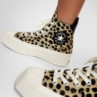 کتونی کانورس آل استار Chuck 70 Leopard Print De Luxe Squared طرح پلنگی مشکی زنانه لژدار اورجینال