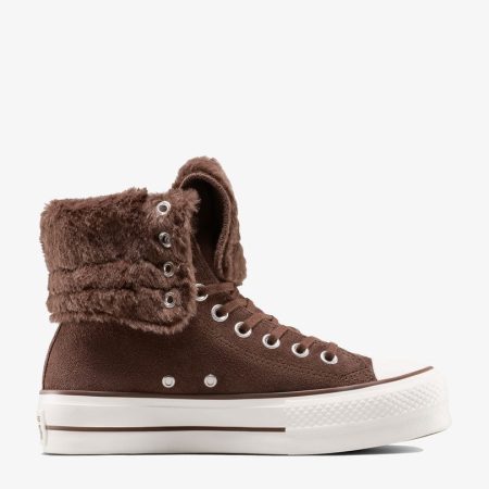 کتونی کانورس آل‌استار Chuck Taylor All Star Fold Over Lift قهوه‌ای زنانه