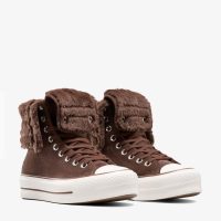 کتونی کانورس آل‌استار Chuck Taylor All Star Fold Over Lift قهوه‌ای زنانه