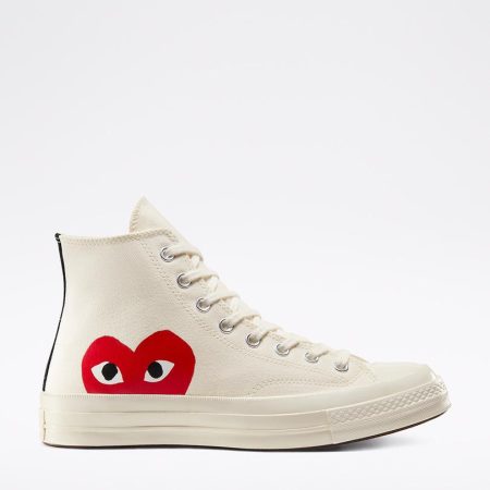 کتونی کانورس x Comme Des Garçons Play Chuck 70 سفید مردانه و زنانه