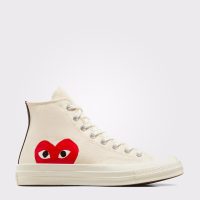 کتونی کانورس x Comme Des Garçons Play Chuck 70 کرم مردانه و زنانه