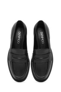 کفش لوفر زنانه چرم مشکی دری مد