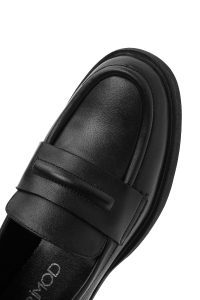 کفش لوفر زنانه چرم مشکی دری مد