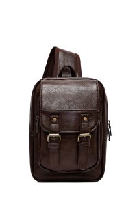 کیف دوشی مردانه قهوه‌ای دری مد