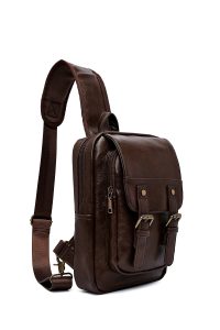 کیف دوشی مردانه قهوه‌ای دری مد