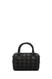 کیف زنانه کراس بادی مینی مشکی چاپ‌دار دوشی بلند دری مد