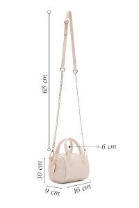 کیف زنانه کراس بادی مینی کرم چاپ‌دار دوشی بلند دری مد