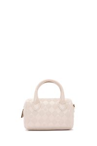 کیف زنانه کراس بادی مینی کرم چاپ‌دار دوشی بلند دری مد