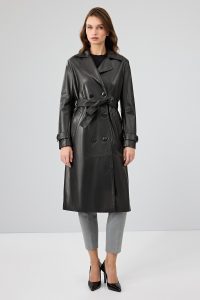 بارانی چرمی مشکی زنانه بیانسه دری مد