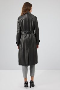 بارانی چرمی مشکی زنانه بیانسه دری مد