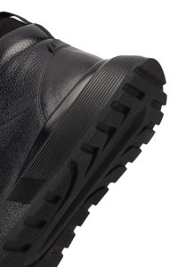 بوت اسپرت چرمی مردانه مشکی زیپ‌دار زیره ضخیم دری‌مد