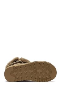 بوت تدی جیر زنانه بژ زیره ضخیم خزدار دری‌مد