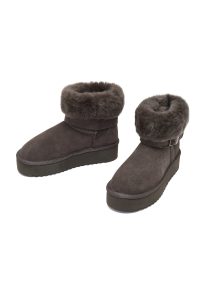 بوت تدی جیر زنانه طوسی زیره ضخیم خزدار دری‌مد