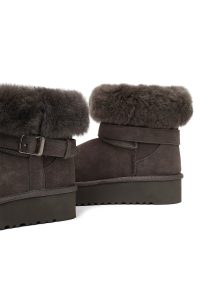 بوت تدی جیر زنانه طوسی زیره ضخیم خزدار دری‌مد