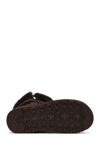 بوت تدی جیر زنانه قهوه‌ای زیره ضخیم خزدار دری‌مد