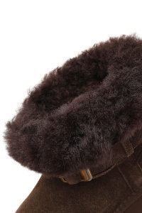 بوت تدی جیر زنانه قهوه‌ای زیره ضخیم خزدار دری‌مد