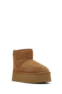 بوت تدی جیر زنانه قهوه‌ای زیره ضخیم دری‌مد