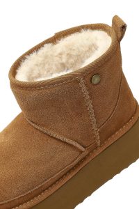 بوت تدی جیر زنانه قهوه‌ای زیره ضخیم دری‌مد