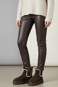 بوت تدی جیر زنانه قهوه‌ای زیره ضخیم طرح‌دار دری‌مد