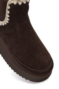 بوت تدی جیر زنانه قهوه‌ای زیره ضخیم طرح‌دار دری‌مد