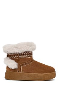 بوت تدی جیر زنانه قهوه‌ای لژدار دری مد