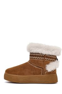 بوت تدی جیر زنانه قهوه‌ای لژدار دری مد