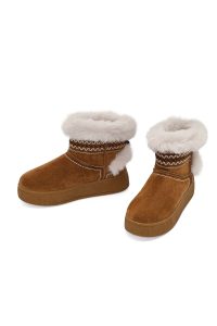 بوت تدی جیر زنانه قهوه‌ای لژدار دری مد