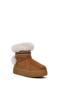 بوت تدی جیر زنانه قهوه‌ای لژدار دری مد