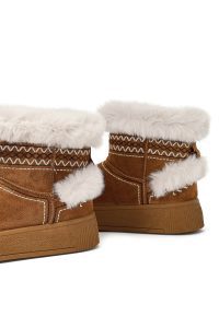 بوت تدی جیر زنانه قهوه‌ای لژدار دری مد