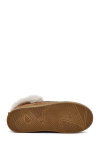 بوت تدی جیر زنانه قهوه‌ای منگوله‌دار لژدار دری مد