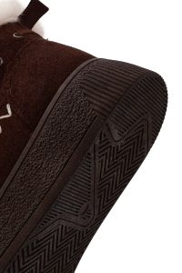 بوت تدی جیر زنانه قهوه‌ای منگوله‌دار لژدار دری مد