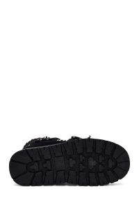 بوت تدی جیر زنانه مشکی بنددار لژدار دری مد