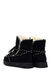 بوت تدی جیر زنانه مشکی بنددار لژدار دری مد