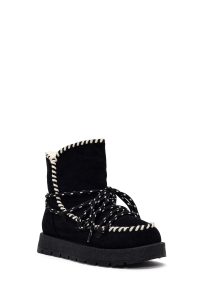 بوت تدی جیر زنانه مشکی بنددار لژدار دری مد