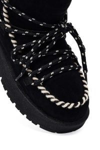 بوت تدی جیر زنانه مشکی بنددار لژدار دری مد