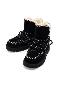 بوت تدی جیر زنانه مشکی بنددار لژدار دری مد