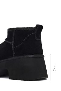 بوت تدی جیر زنانه مشکی زیره ضخیم دری‌مد